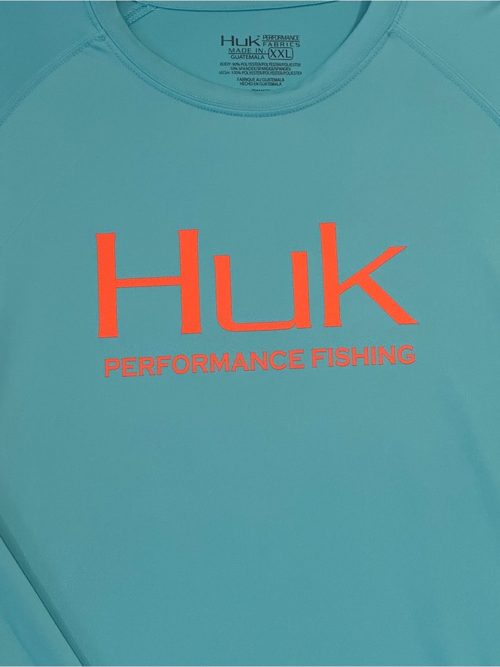 Huk Fishing Aqua Turquoise Teal light blue orange Graphic   Long sleeve Tee XXL - Picture 6 of 12